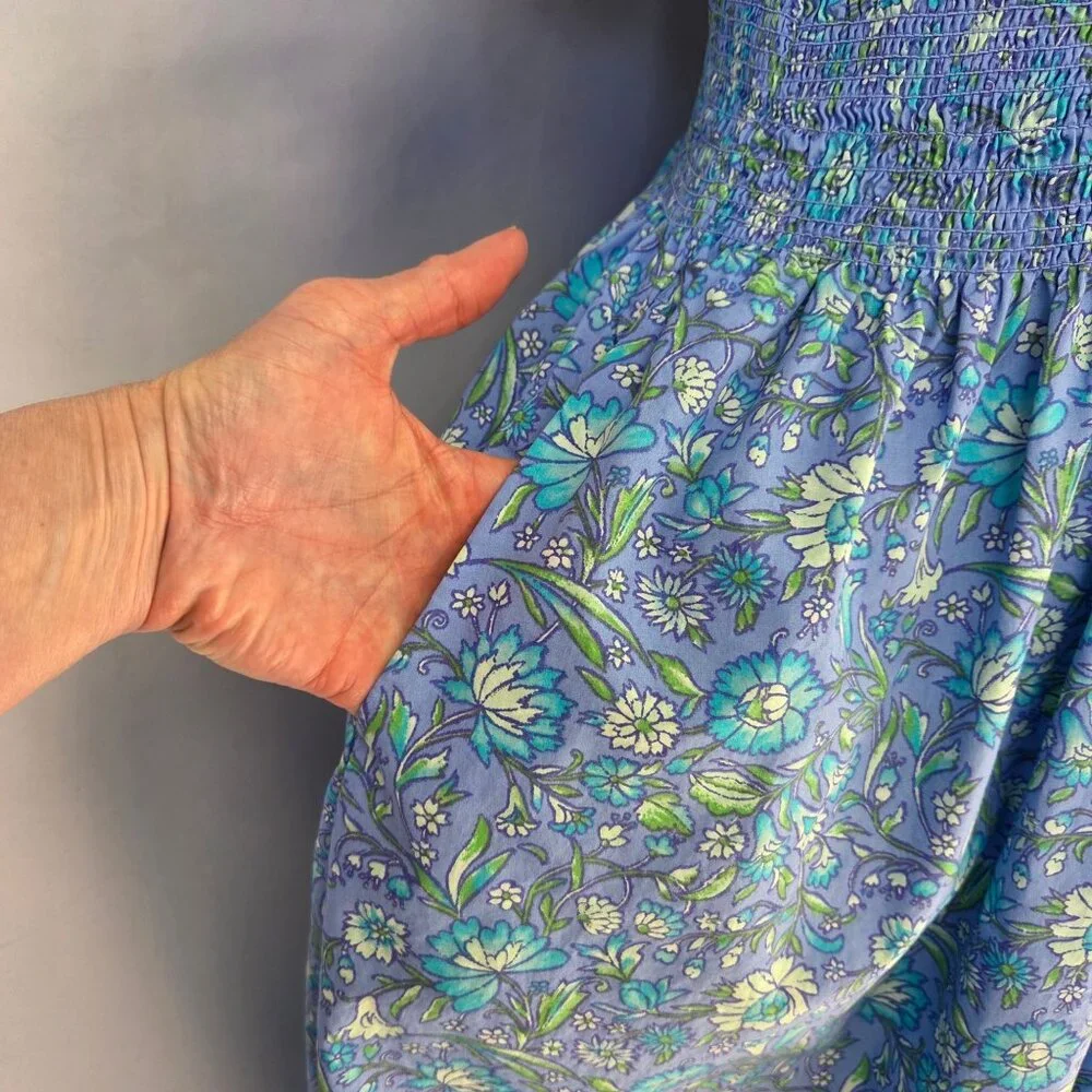 J.Crew Floral Provence Midi Dress With Smocked Waist & Puff Sleeves 100% Cotton